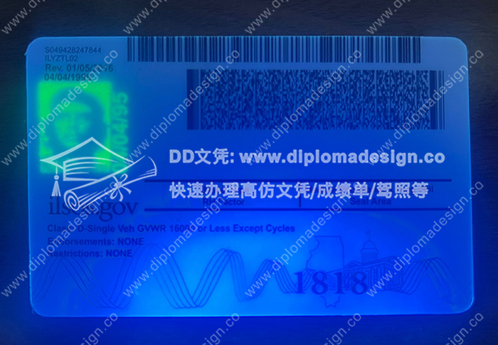 伊利诺伊州驾照背面带荧光