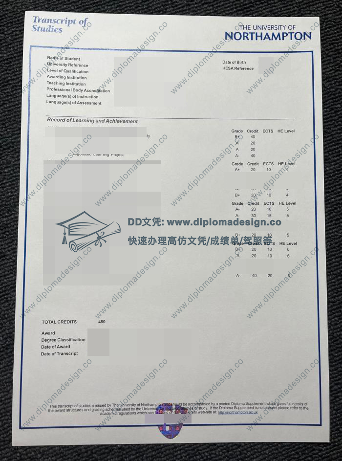 北安普顿大学成绩单