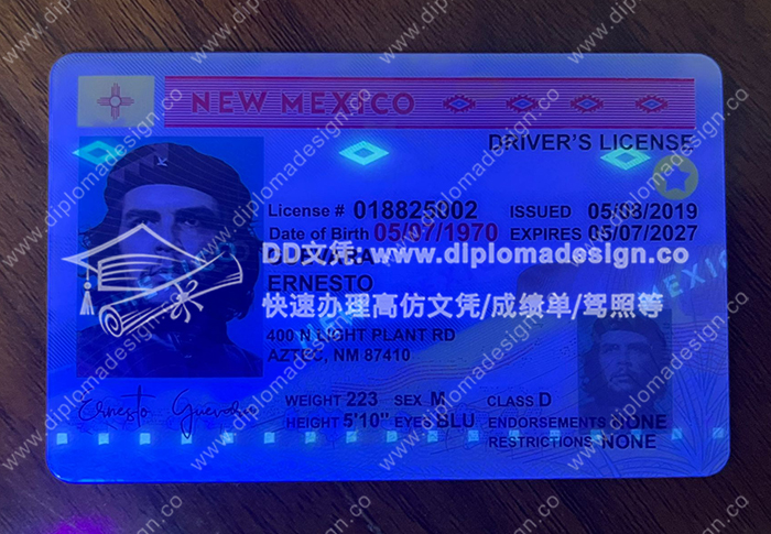 新墨西哥州驾照正面带荧光