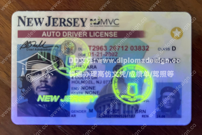 新泽西州驾照正面带荧光