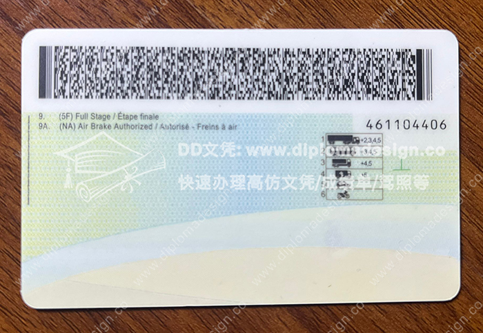 曼尼托巴省驾照背面