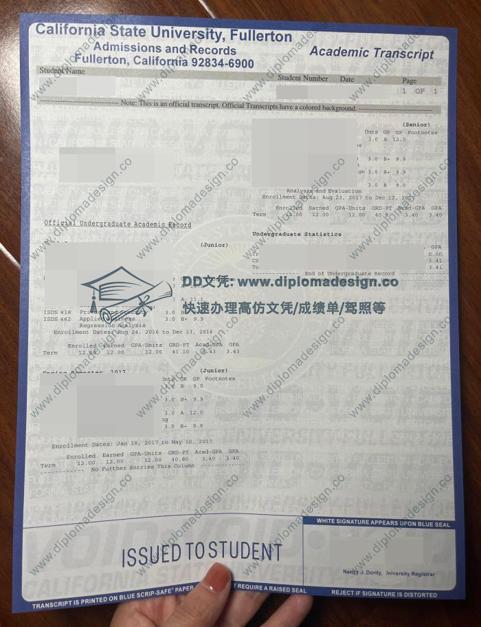 加州州立大学富勒顿分校成绩单