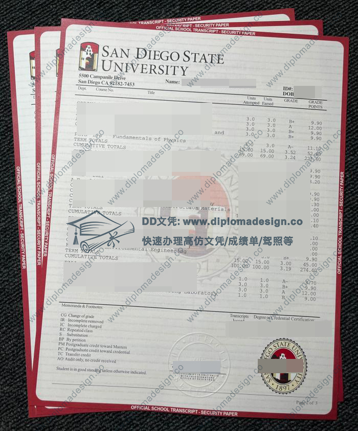 圣地亚哥州立大学成绩单