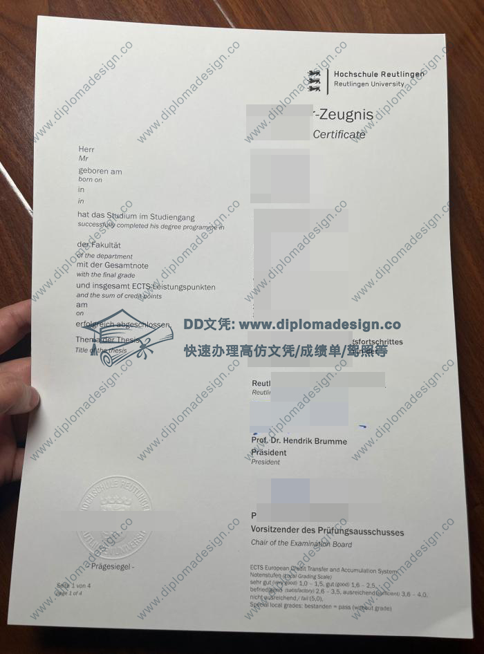 罗伊特林根应用技术大学成绩单