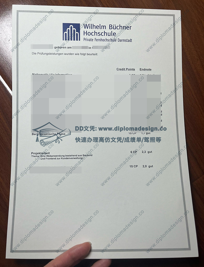 威廉毕希纳学院成绩单