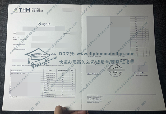 中部黑森工业大学成绩单