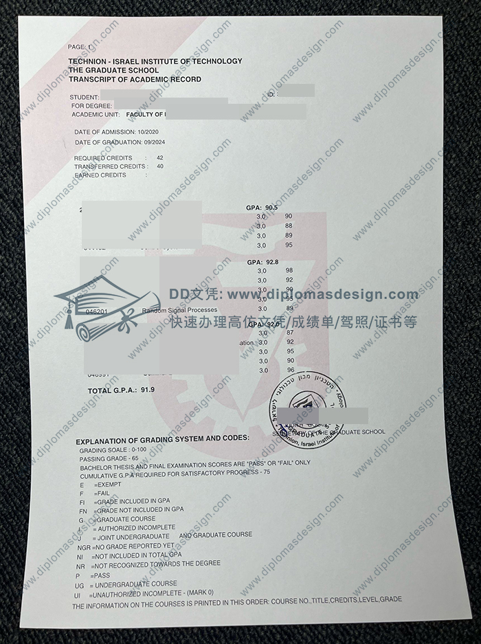 以色列理工学院成绩单