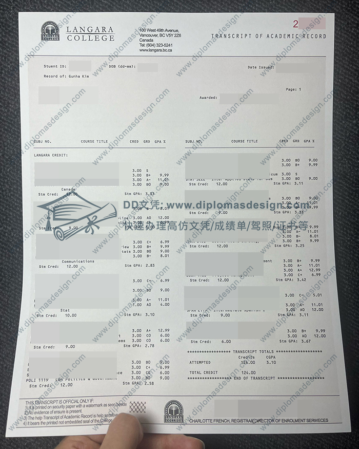 兰加拉学院成绩单