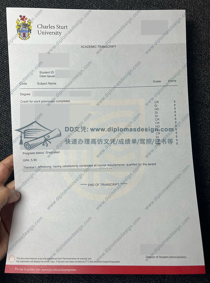 查尔斯特大学成绩单