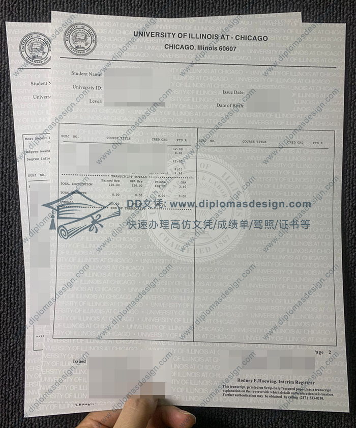 伊利诺伊大学芝加哥分校成绩单