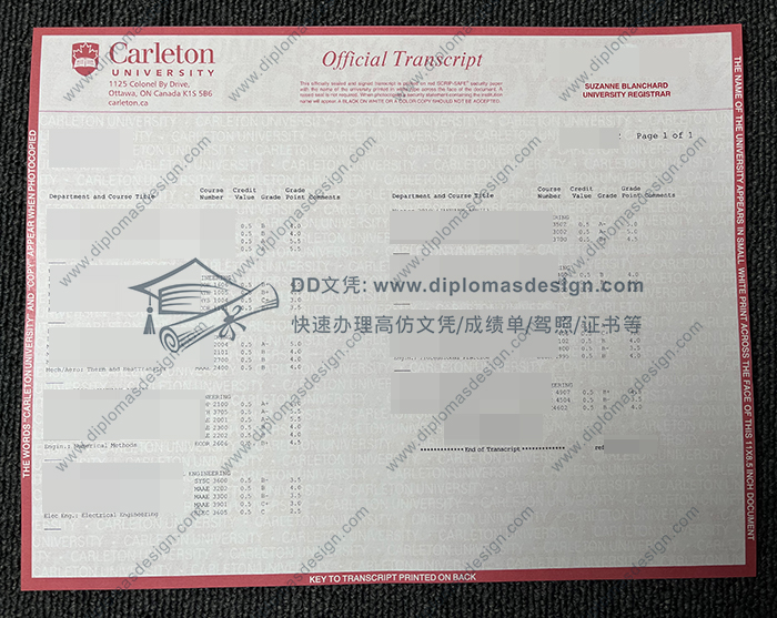 卡尔顿大学成绩单