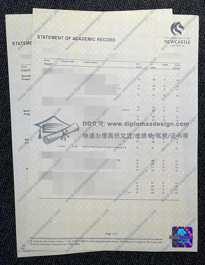 纽卡斯尔大学成绩单