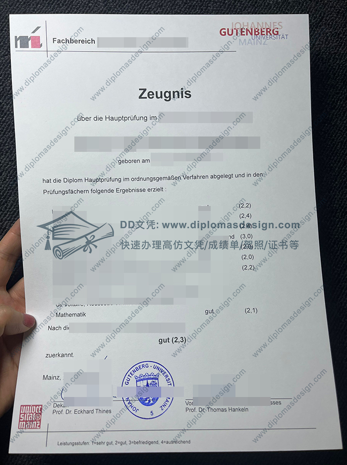 美因茨大学成绩单