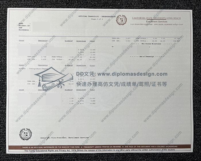 加州州立大学长滩分校成绩单