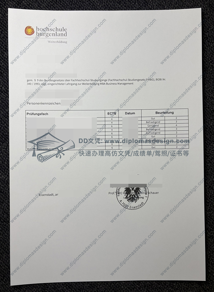 布尔根兰应用科学大学成绩单